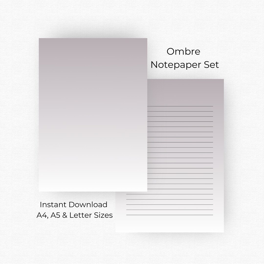 Printable Ombre Design Notepaper Set Digital Download - Etsy