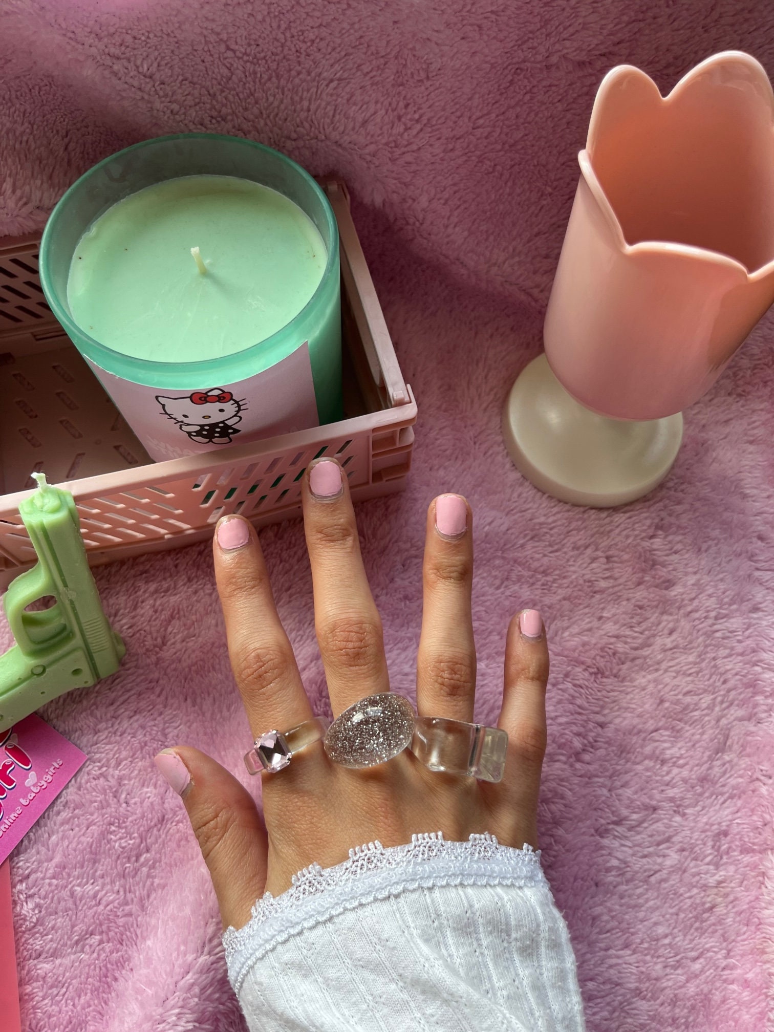 thumbnail interactive-video image 1 of Retro 80's Style Clear Chunky Plastic Ring - Transparent Wide Band, Small To Medium Size 1 of 3