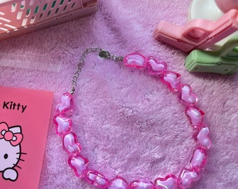 Chunky Heart Pink Necklace