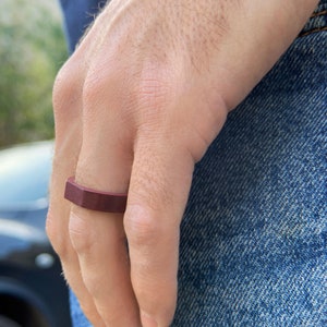 Artisan Handcrafted Sustainable Recycled Paper Red Ring on male model