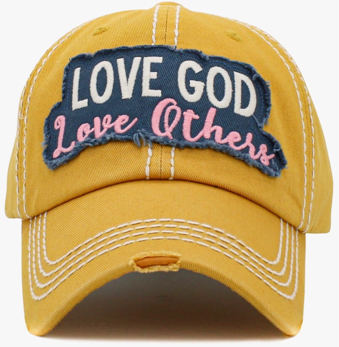 Christian Hat Love God Love Others Distressed Cap Jesus Etsy