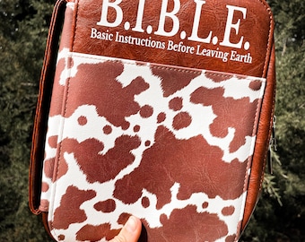 Bible Cover - Animal Print - Christian Bible Case - Western Bible Cover - Leather Bible Cover - Cow Print Bible Cover - Christian Gift