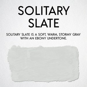 Fast drying, self-leveling acrylic enamel paint for cabinets and furniture. Minimal prep required. Easy peasy painting. Solitary Slate image 2