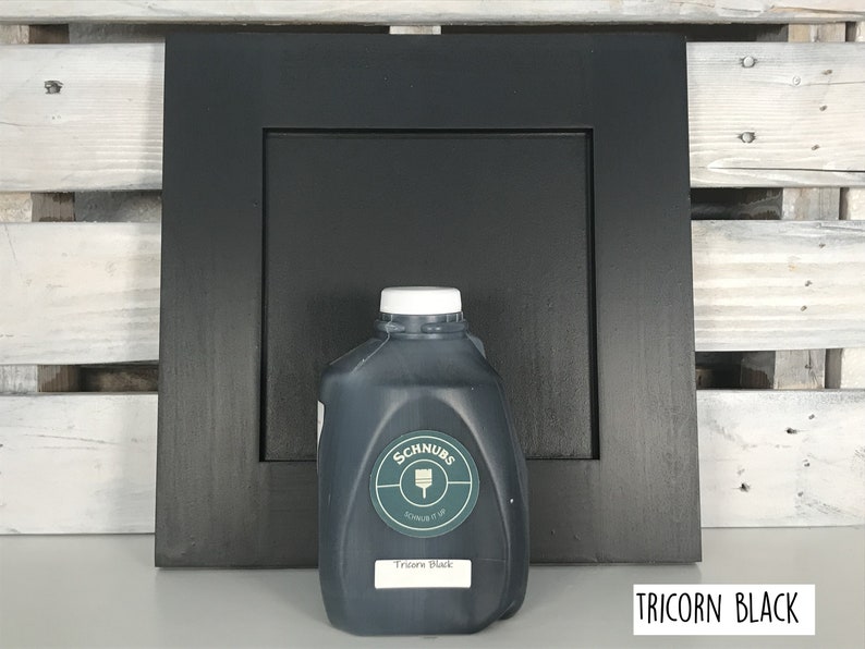 Fast drying, self-leveling acrylic enamel paint for cabinets and furniture. Minimal prep required. Easy peasy painting. Tricorn Black image 1