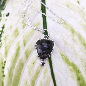Rose Cut Tourmalinated Quartz with Black Diamond Pendant in Prong Setting Sterling Sliver 925 Handmade Jewelry