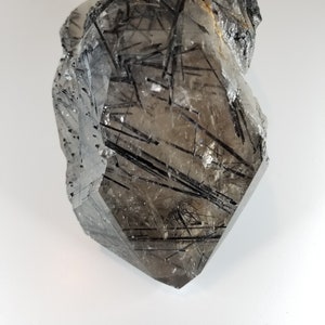Tourmaline Quartz, Tourmalinated Quartz Point, Black Tourmaline in Quartz, Tourmalinated Quartz Chunk