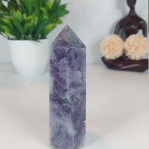Rainbow Fluorite Tower, Point, Generator, Rainbow Fluorite, Self-Standing, Polished