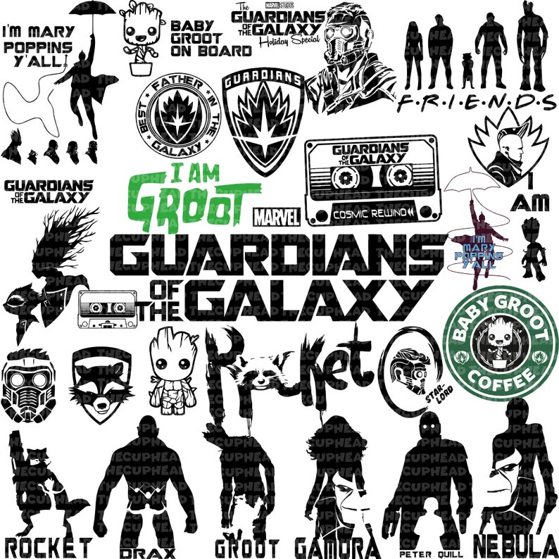 25 Guardians of the Galaxy SVG Bundle, Marvel SVG, Svg-png-pdf, Groot