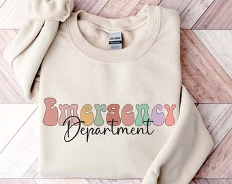 Sweat-shirt de service d'urgence, chemise d'infirmière d'urgence, sweat-shirt d'infirmière, infirmière d'urgence, ras du cou d'infirmière d'urgence, pull d'infirmière de médecine d'urgence RN