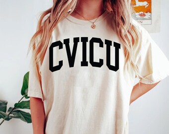Comfort Colors CVICU enfermera Camisa para enfermeras de UCI cardiovascular Cardiología Enfermera RN Grad Regalo Camisa Camiseta Enfermera camiseta cvicu enfermera camisa