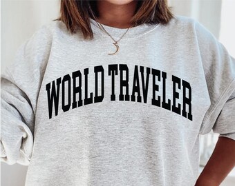 Felpa da viaggiatore del mondo, felpa con cappuccio da viaggiatore, regalo per viaggiatore, maglione da viaggiatore, girocollo per le vacanze, felpa con cappuccio nomade, regalo nomade