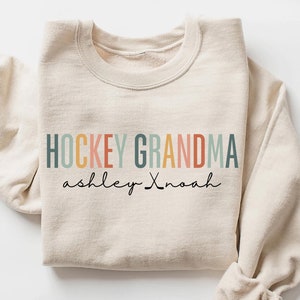Hockey Grandma Sweatshirt Personalized Hockey Sweater Name Hockey Grandma Sweater Custom Hockey Gift for Grandma Game Day Hockey