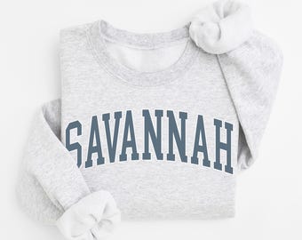 Savannah Sweatshirt, Retro Georgia Collegiate Crewneck, Aesthetic Savannah Pullover, Unisex Southern Varsity Sweater, City Gift