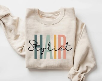 Hairstylist Sweatshirt, Hair Stylist Sweatshirt, Hair Dresser Gift, Licensed Hairapist, Words On Back Crewneck, hairstylist gift