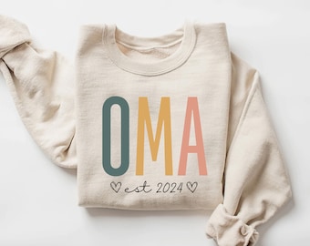 Oma Est 2024 Sweatshirt, Custom Oma Crewneck, Gift for Oma, Pregnancy Announcement for Oma, Gift for Grandma, Mother's Day, Oma to be
