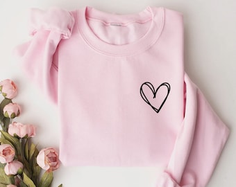 Heart sweatshirt, Pocket Heart Hoodie, Heart Sweatshirt, Heart Outline Hoodie, Cute Hoodie, Cute Sweatshirt, gifts for her, sweatshirt gift