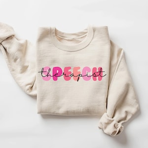 Speech Therapist Sweatshirt, Smile Face SLP Therapy Sweater, Retro Pathology Grad Top, Gift for Pathologist, Cute Language Pathologist Shirt