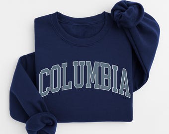 Retro Columbia Sweatshirt, Columbia University Style T-Shirt, Distressed Varsity Crewneck, Columbia Alumni Gift, Unisex Collegiate Sweater