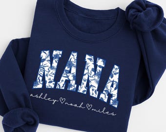 Personalized Grandma Sweatshirt with Kids Names | Custom Nana Mimi Gigi Gift | Mothers Day Birthday Gift for Grandma | Family Name Sweater