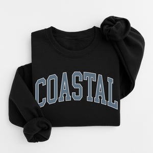 Coastal Sweatshirt, Beach Lover Gift, Ocean Lover Shirt, Womens Beach Sweatshirt, Gift For Beach Lover, Collegiate Crewneck Sweater Black