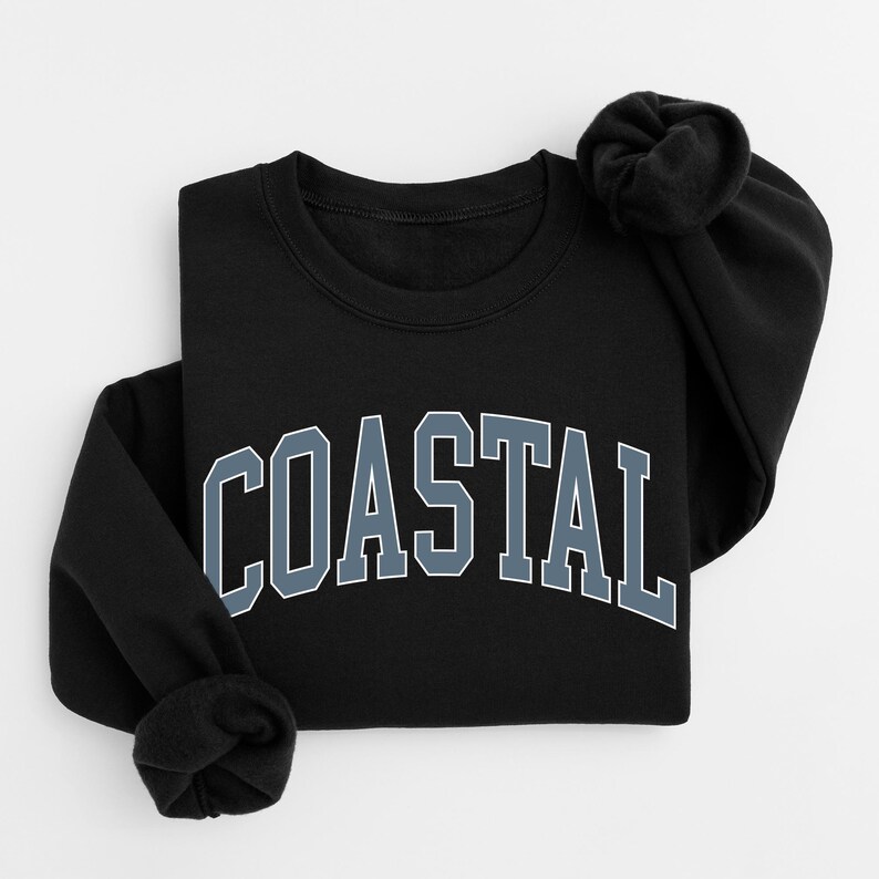 Coastal Sweatshirt, Beach Lover Gift, Ocean Lover Shirt, Womens Beach Sweatshirt, Gift For Beach Lover, Collegiate Crewneck Sweater Black