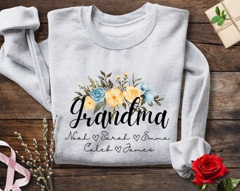 Personalized Grandma With Grandkids names Sweatshirt, Gift for Grandma