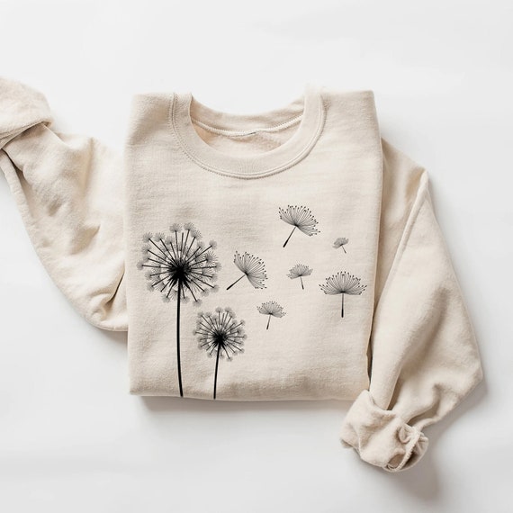 Dandelion Print Sweatshirt, Long Sleeve Crew Neck Pullover Sweatshirt,  Casual Tops for Fall \u0026 Winter, Women's Clothing - Etsy
