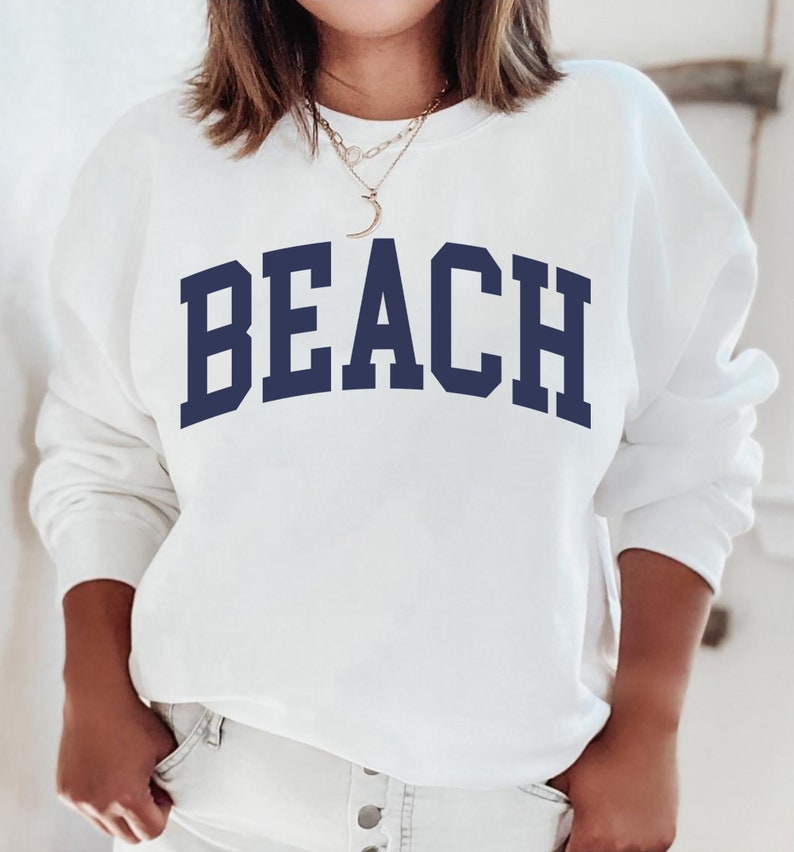 Beach sweatshirt, summer sweater, beach crewneck, Beach Pullover, East Coast, Summer sweatshirt, beach shirt, vacation shirts White