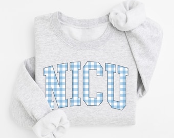 NICU Sweatshirt, Neugeborenen Intensivstation Krankenschwester Sweatshirt, NICU Gingham Arbeitspullover, NICU Krankenschwester Geschenke, Neugeborenen Icu Krankenschwester