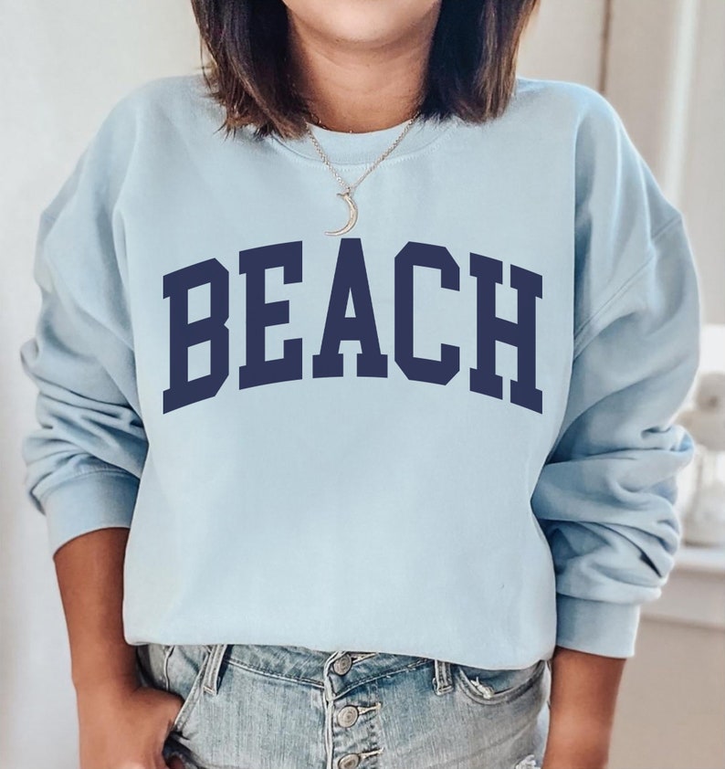 Beach sweatshirt, summer sweater, beach crewneck, Beach Pullover, East Coast, Summer sweatshirt, beach shirt, vacation shirts Light Blue