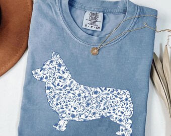 Corgis Shirt, Toile de Jouy Corgis Tshirt, Corgis Geschenke, Corgis Mama, Hundemama T-Shirt, Hundemama, Geschenke für Hundebesitzer, süßer Hund, Comfort Farben Shirt