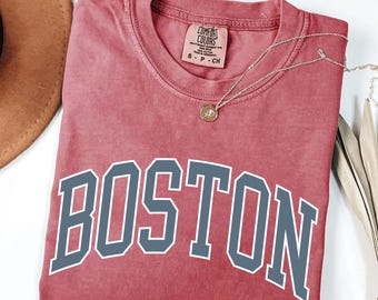 Boston Massachusetts Comfort Colors Shirt, Vintage New England Tee, Retro City Graphic, Garment Dyed Travel Souvenir Gift