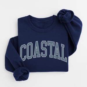 Coastal Sweatshirt, Beach Lover Gift, Ocean Lover Shirt, Womens Beach Sweatshirt, Gift For Beach Lover, Collegiate Crewneck Sweater Navy