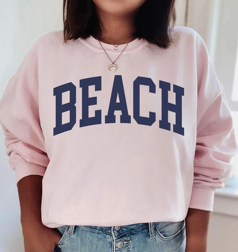 Beach sweatshirt, summer sweater, beach crewneck, Beach Pullover, East Coast, Summer sweatshirt, beach shirt, vacation shirts Light Pink