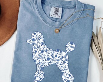 Poodle Shirt, Toile de Jouy Poodle tshirt, memorial dog, Poodle gifts, Poodle Mom, Dog mom shirt, Dog owner gifts, Dog mama, Comfort Colors