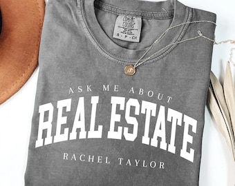 Chemise personnalisée d'agent immobilier | T-shirt pour agent immobilier Comfort Colors | Cadeau immobilier avec nom personnalisé | Vêtements de clôture | Esthétique moderne