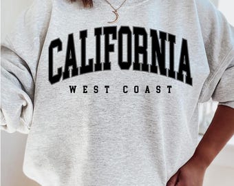 Sweat-shirt oversize Los Angeles : pull col rond universitaire Y2K