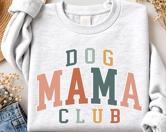 Dog Mama Club Sweatshirt, Retro Dog Mom Crewneck, Cute Dog Lover Sweater, Vintage Pet Mom Pullover, Gift for Dog Moms