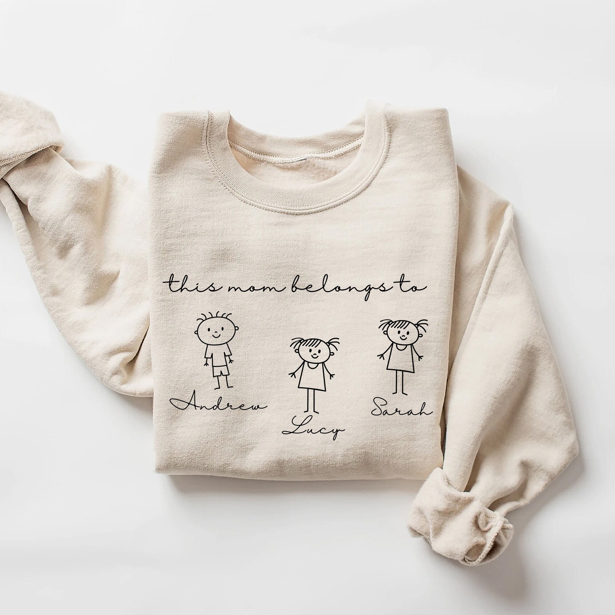 Personalized Mama Sweatshirt With Kids Names Sleeve, Custom Momma Sweater, Est Date Mom
