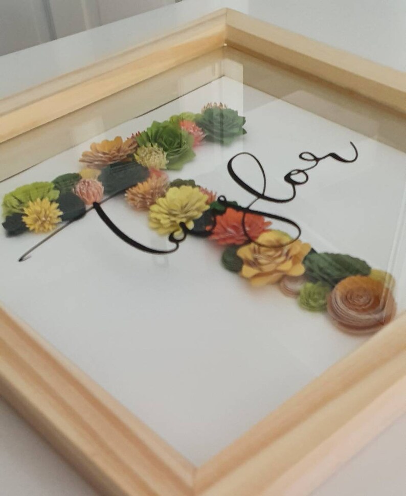 Personalised Shadow Box Frame With Name and Flower Initial Etsy