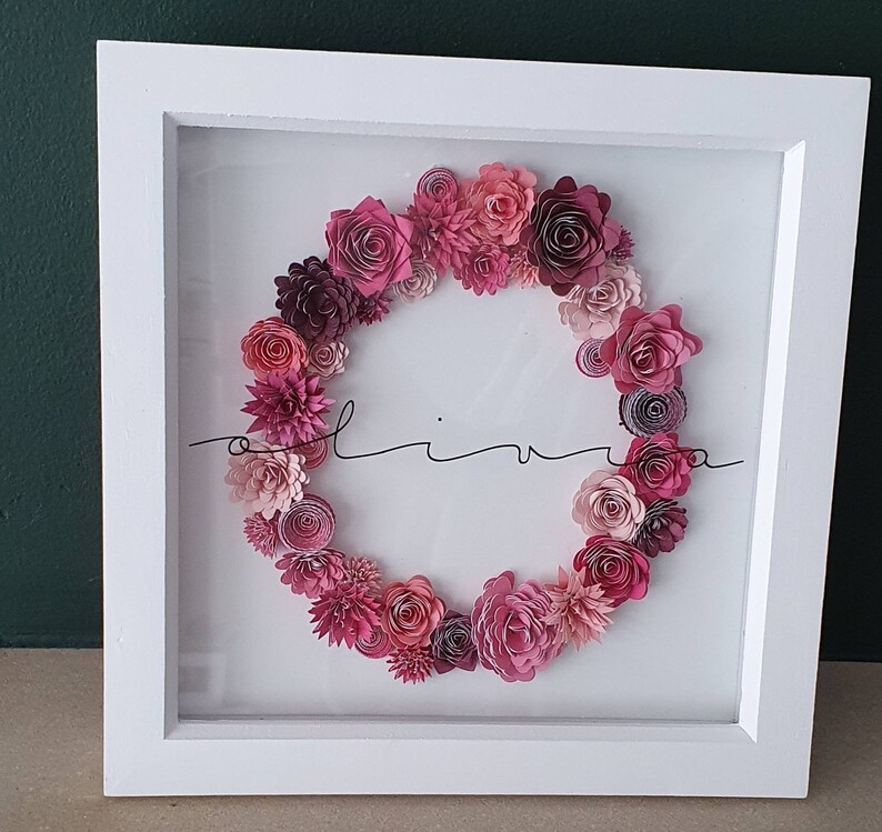 Personalised Shadow Box Frame With Name and Flower Initial Etsy
