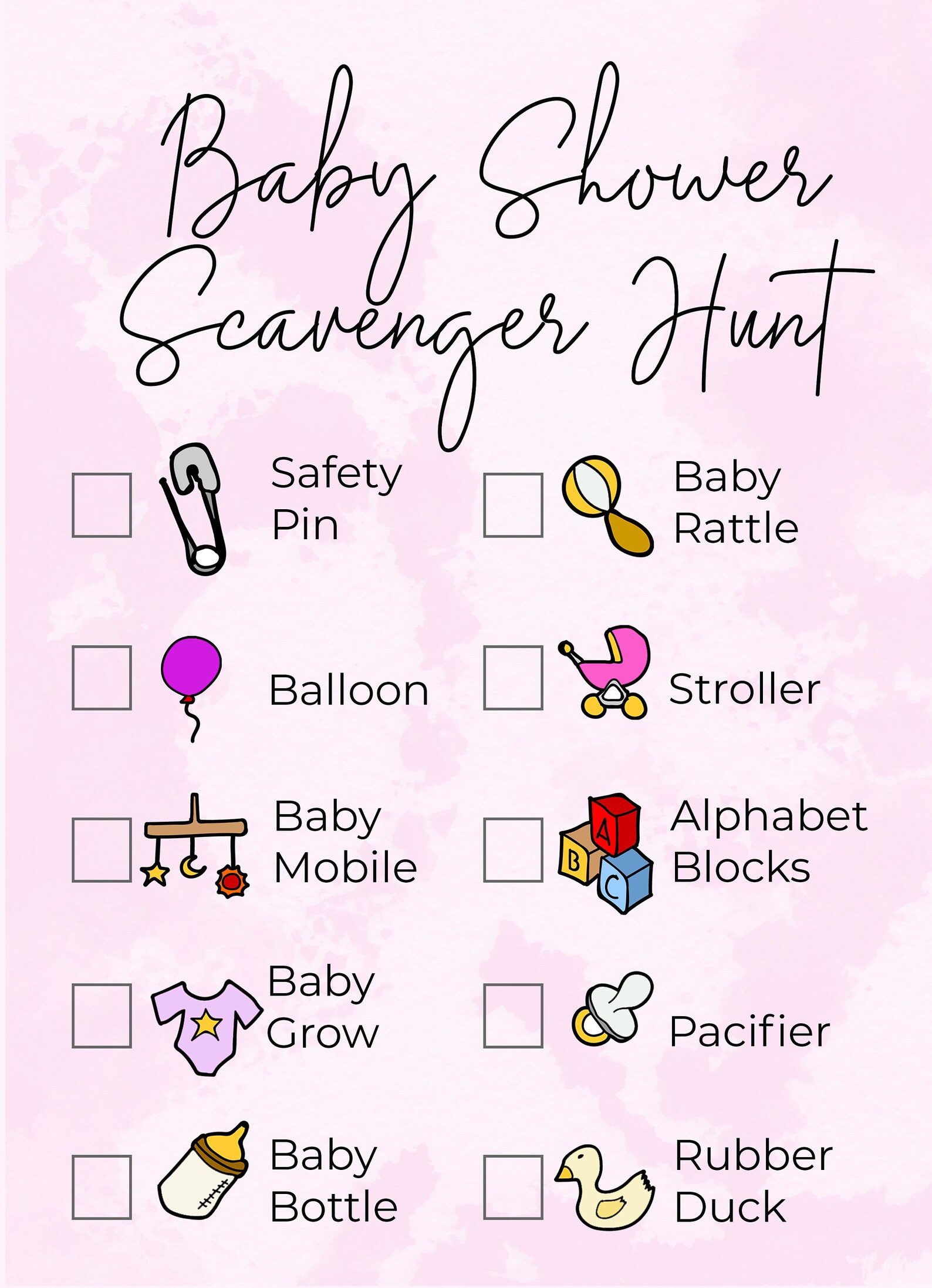 Baby Shower Scavenger Hunt Instant Download Etsy