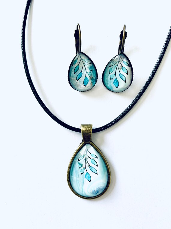 RHD acrylic pour jewelry acrylic pour necklace and earring Etsy