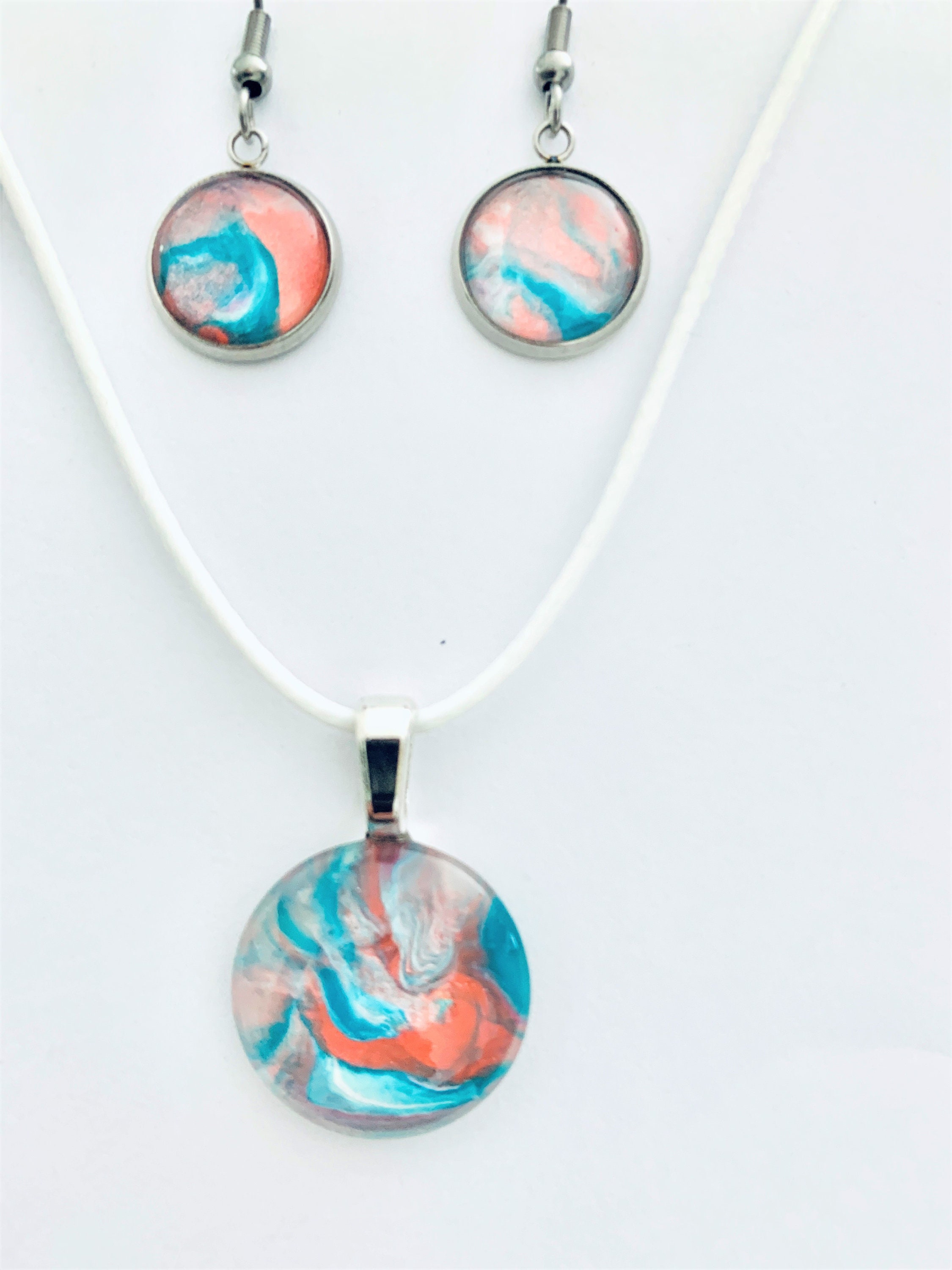 RHD acrylic pour jewelry acrylic pour necklace and earring Etsy