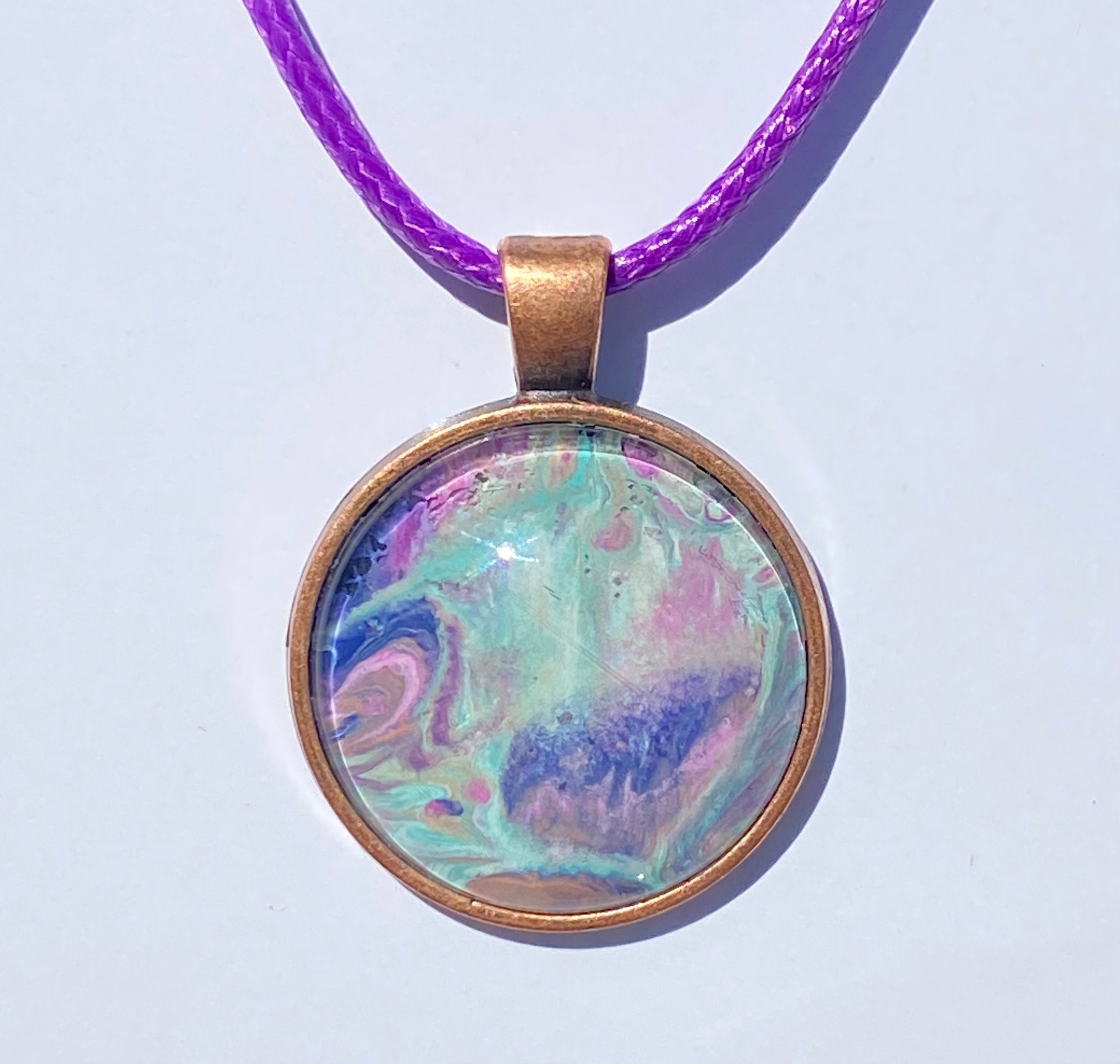 RHD acrylic pour jewelry acrylic pour necklace pendant Etsy