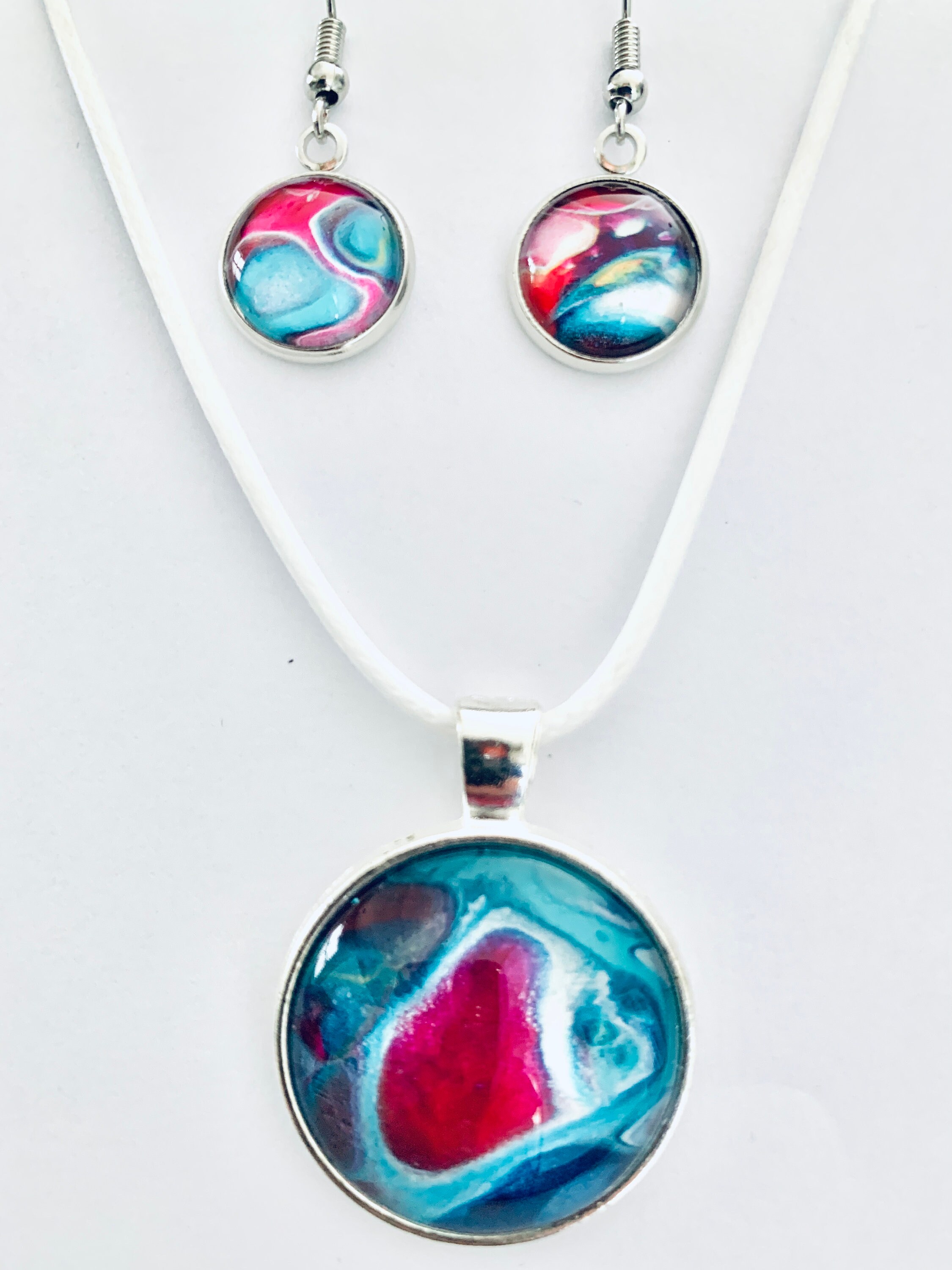 RHD acrylic pour jewelry acrylic pour necklace and earring Etsy