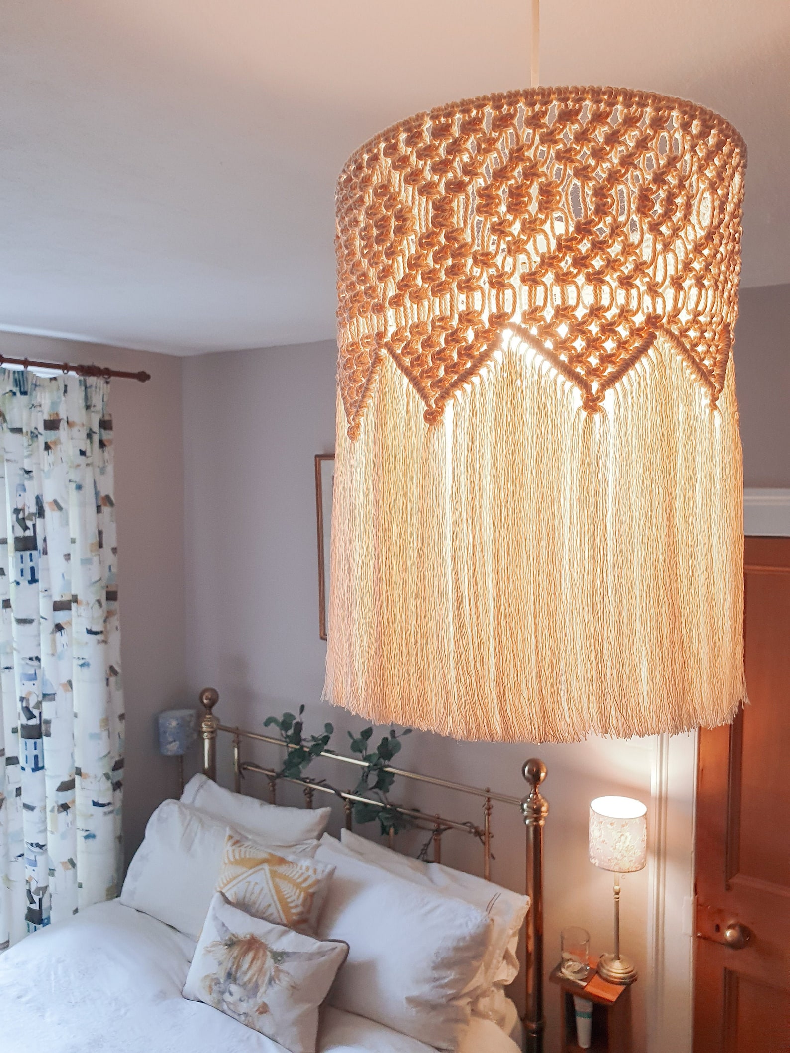 Boho Lampshade Macrame Lamp Shade Bohemian Ceiling Pendant Etsy UK