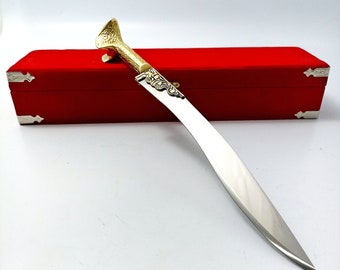 13.77 " Mini Desktop Yatagan Sword  Groomsmen Knives Set  Medieval İtems  Custom Gifts for Men  İslamic Gifts  Scimitar Knife Gift For Him