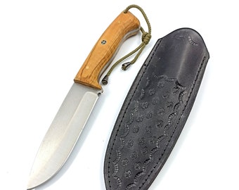 Handmade Full Tang Hunting Knife, Olive Wood Handle, Personalized Gift