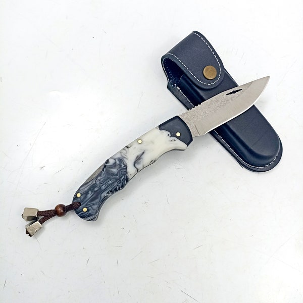 Handmade Folding Knife and Case, Custom Engraved Pocket Knife, Tactical Knive, Liner Lock Knife, Custom Gifts for Men, Hunting Gift For Him